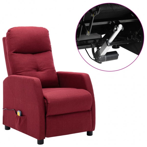 Sillón de masaje eléctrico tela rojo tinto Sillón de masaje eléctrico tela rojo tinto D