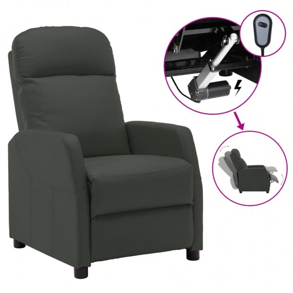 Silla eléctrica reclinable piel sintética gris antracita Silla eléctrica reclinable piel sintética gris antracita D