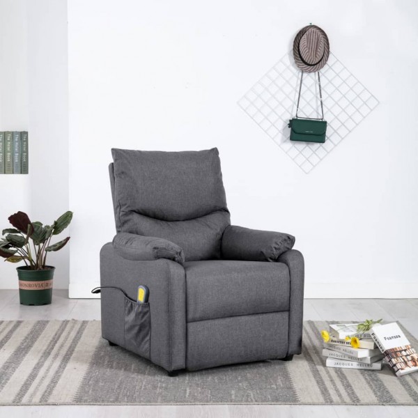 Sillón de masaje eléctrico y reclinable tela gris oscuro Sillón de masaje eléctrico y reclinable tela gris oscuro D