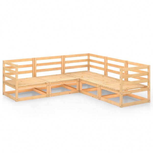 Mobiliário de jardim 5 peças madeira maciça de pinho D