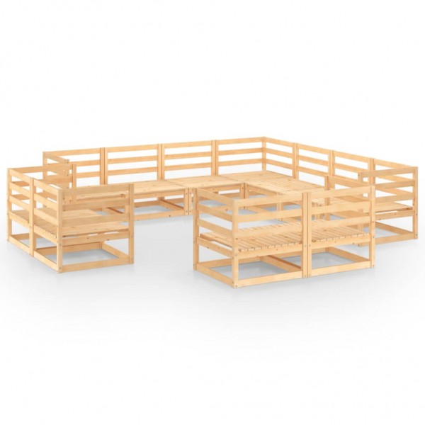 Conjunto de móveis de jardim 11 peças madeira de pinho maciço D