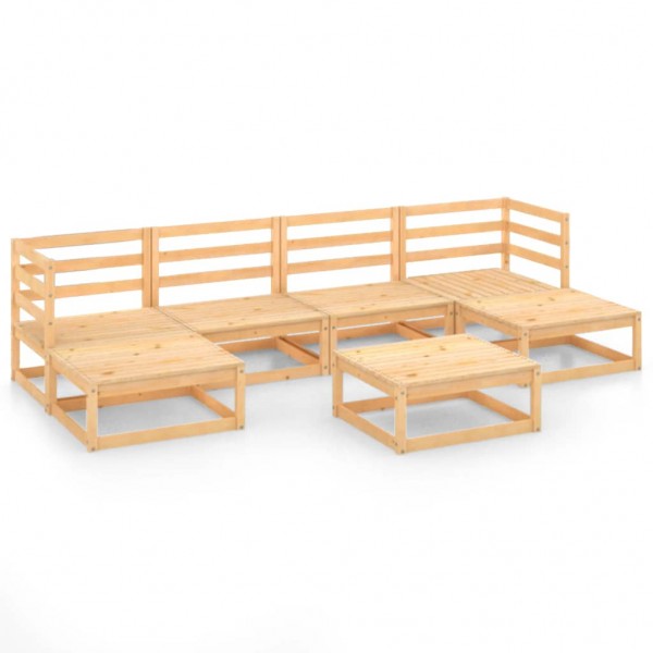 Jogos de mobiliário de jardim 7 peças e almofadas madeira de pinho maciço D