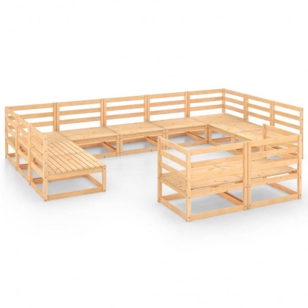 Conjunto de móveis de jardim com 11 peças em madeira maciça de pinho D