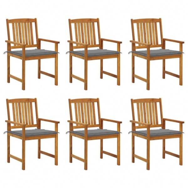 Cadeiras e almofadas de jardim 6 unidades madeira maciça de acacia D
