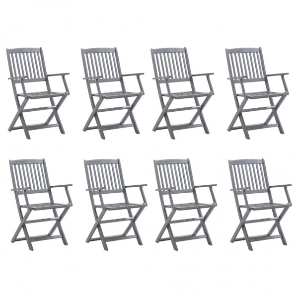 Cadeiras de jardim dobráveis 8 unidades madeira maciça de acacia D