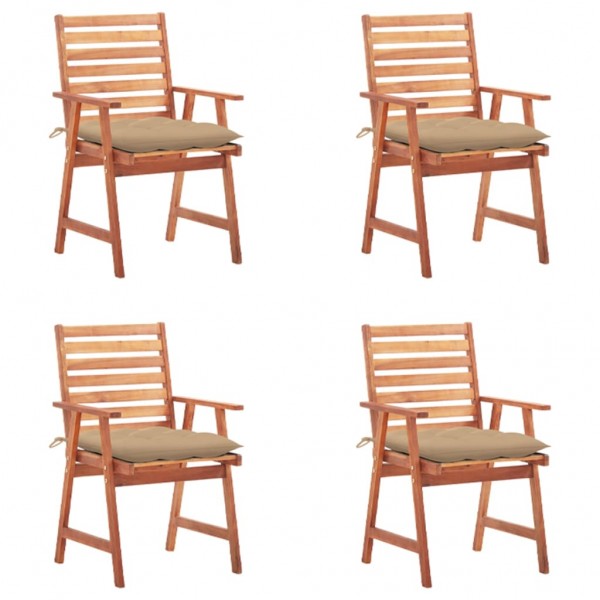 Cadeiras e almofadas de jantar de jardim 4 peças em madeira de acácia maciça D