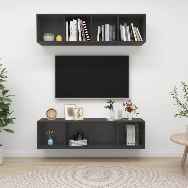 Muebles de pared para TV 2 uds aglomerado gris Muebles de pared para TV 2 uds aglomerado gris D