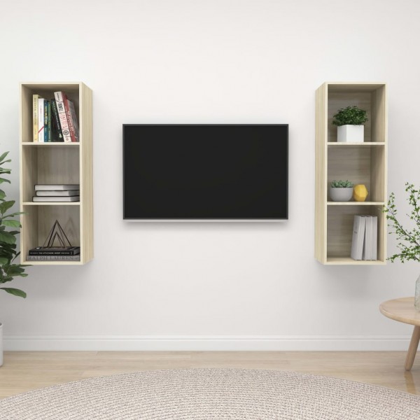 Muebles de pared para TV 2 uds aglomerado color roble Sonoma D