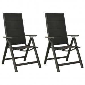 Cadeiras de jardim folháveis de alumínio preto D