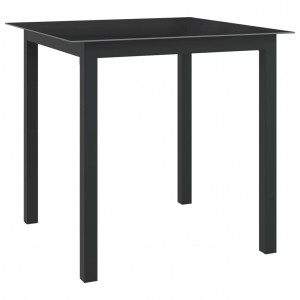 Mesa de jardín de aluminio y vidrio negro 80x80x74 cm D