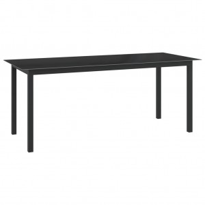 Mesa de jardim de alumínio e vidro preto 190x90x74cm D