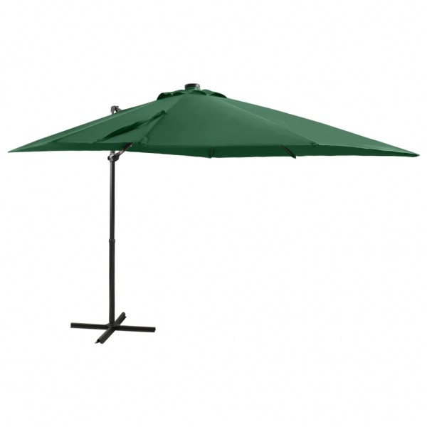 Guarda-chuva com poste e luzes LED 250 cm verde D