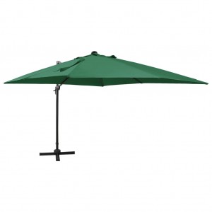 Guarda-chuva com poste e luzes LED verde 300 cm D