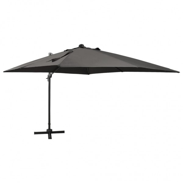 Guarda-chuva com poste e luzes LED cinza anthracite 300 cm D
