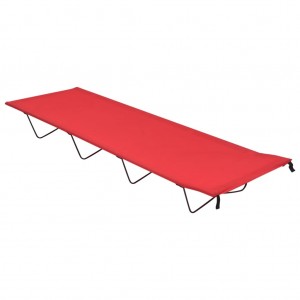 Cama de campismo de tecido Oxford e aço vermelho 180x60x19 cm D