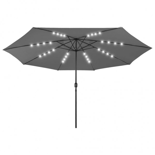 Sombrilla de jardín con luces LED palo de metal 400cm antracita D