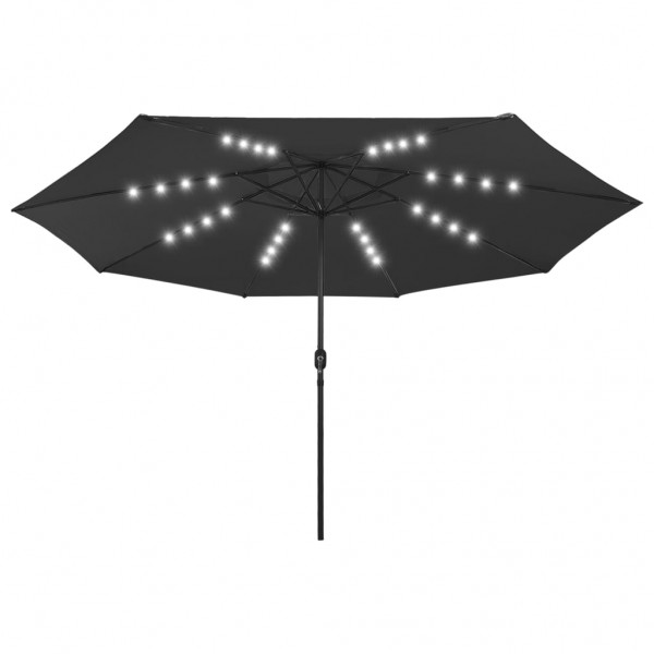 Sombrilla de jardín con luces LED palo de metal 400 cm negro D