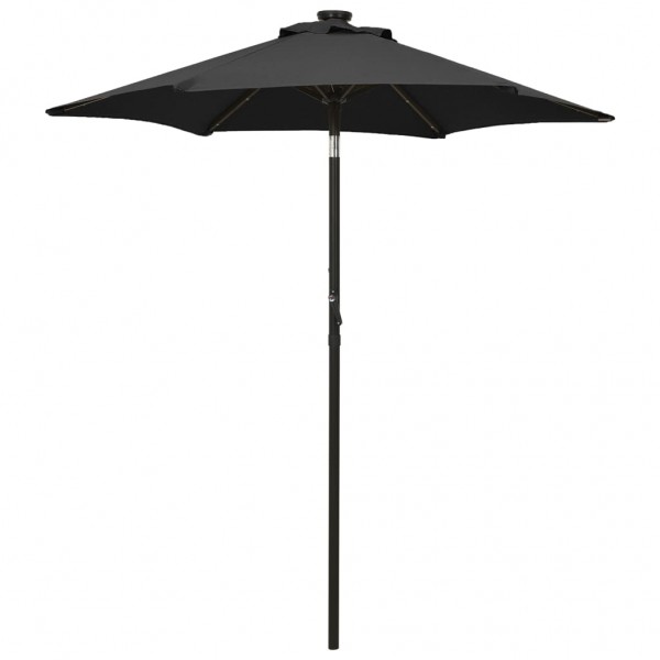 Guarda-chuva com luzes LED alumínio preto 200x211 cm D