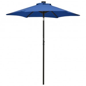 Guarda-chuva com luzes LED alumínio azul 200x211 cm D