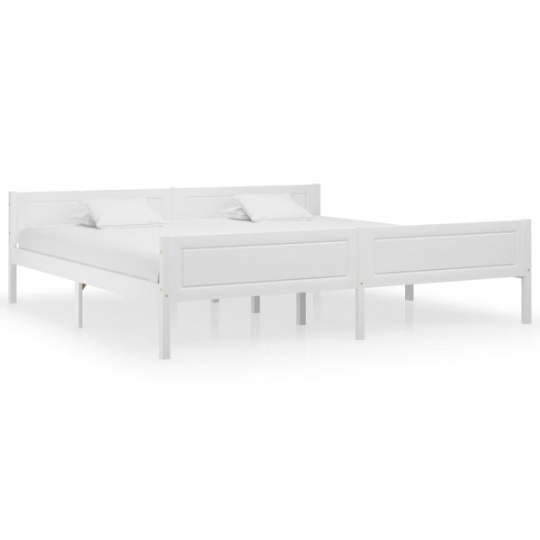 Estrutura de cama de madeira maciça de pinho branco 200x200 cm D