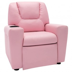 Assento reclinável para crianças de couro sintético rosa D