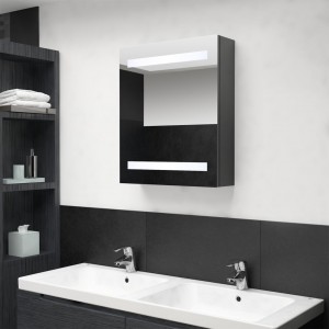 Armario de baño con espejo y LED gris 50x14x60 cm D