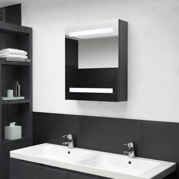 Armario de baño con espejo y LED gris 50x14x60 cm D