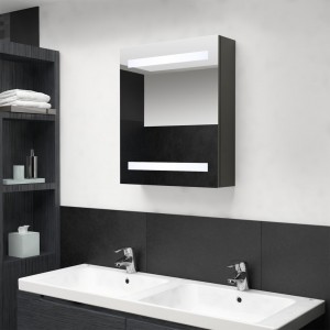 Armario de baño con espejo gris antracita 50x14x60 cm D