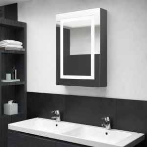 Armario de baño con espejo LED gris brillante 50x13x70 cm D