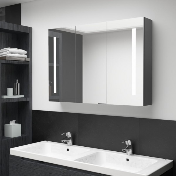 Mueble de baño con espejo LED 89x14x62 cm D