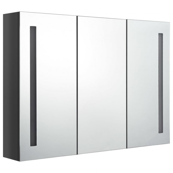 Mueble de baño con espejo LED gris brillante 89x14x62 cm D