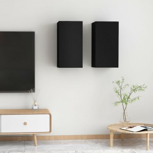 Muebles para TV 2 uds madera contrachapada negro 30.5x30x60 cm D