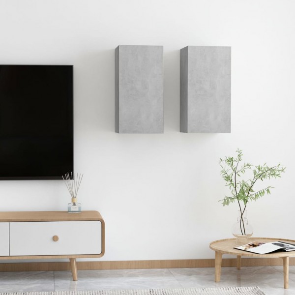 Muebles para TV 2 uds contrachapada gris hormigón 30.5x30x60 cm D