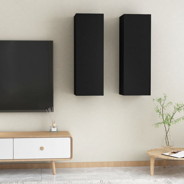 Muebles para TV 2 uds madera contrachapada negro 30.5x30x90 cm D