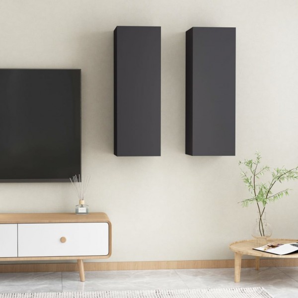 Muebles para TV 2 uds madera contrachapada gris 30.5x30x90 cm D