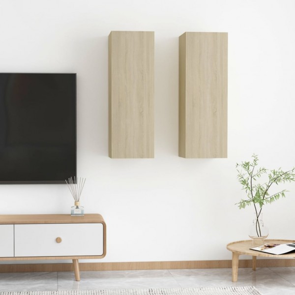 Muebles de TV 2 uds madera contrachapada roble 30.5x30x90 cm D