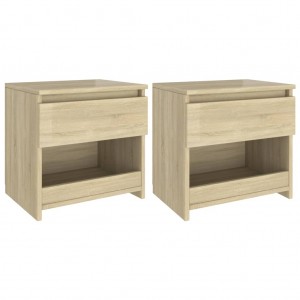 Mesitas de noche 2 uds madera contrachapada roble 40x30x39 cm D