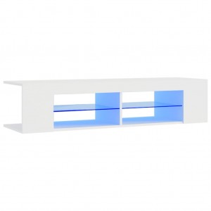 Móvel de TV com luzes LED 135x39x30 cm branco H