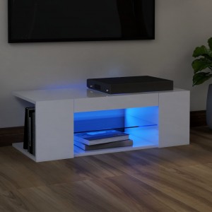 Móveis de televisão com luzes LED brancas brilhantes 90x39x30 cm D