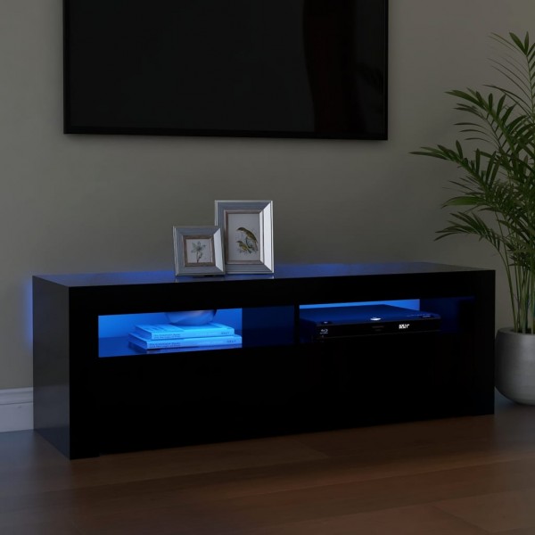 Mueble de TV con luces LED negro 120x35x40 cm D