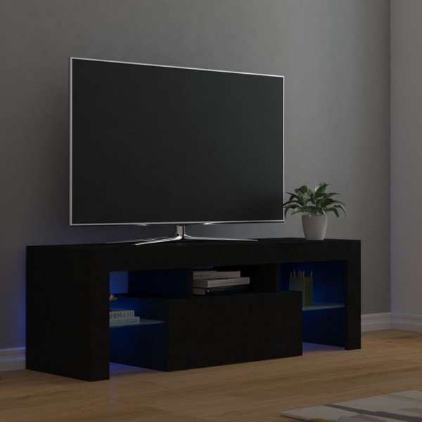 Mueble de TV con luces LED negro 120x35x40 cm D