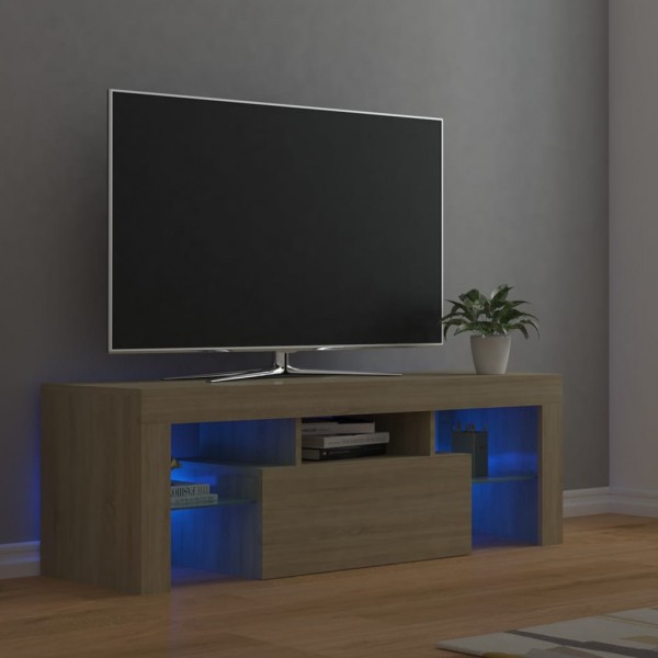 Mobiliário de TV com luzes LED de carvalho Sonoma 120x35x40 cm D