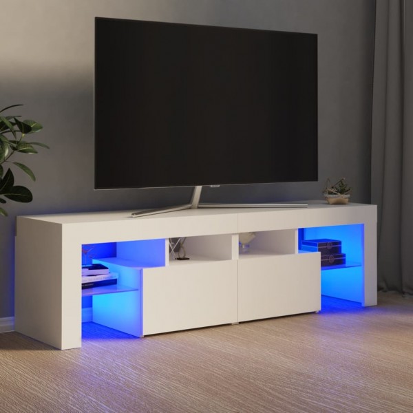 Mobiliário de televisão com luzes LED brancas 140x36.6x40 cm D