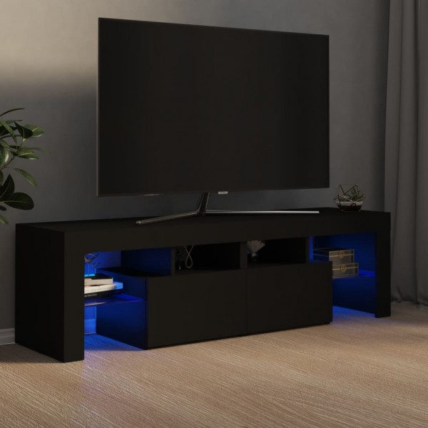 Mueble de TV con luces LED negro 140x36.5x40 cm D