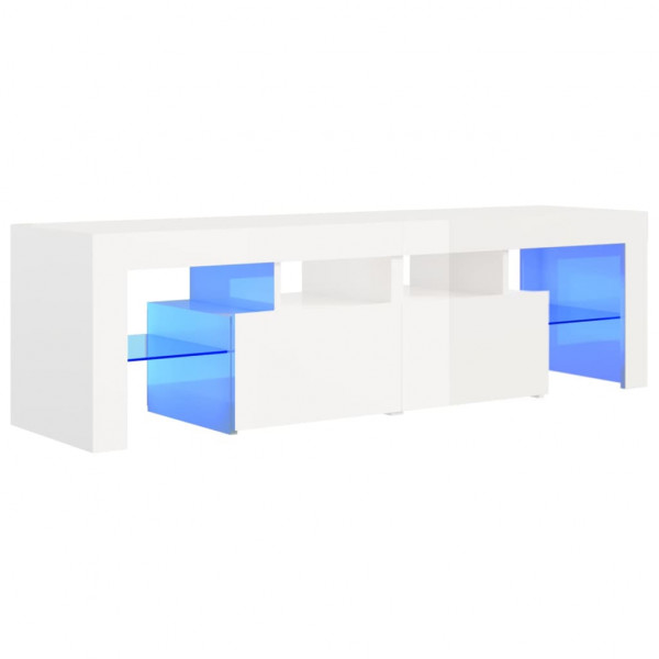Mueble de TV con luces LED blanco brillante 140x36.5x40 cm D