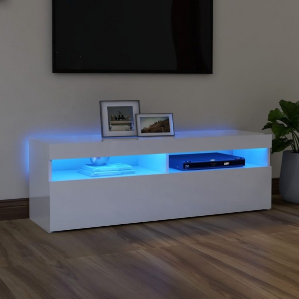 Mueble de TV con luces LED blanco brillante 120x35x40 cm D