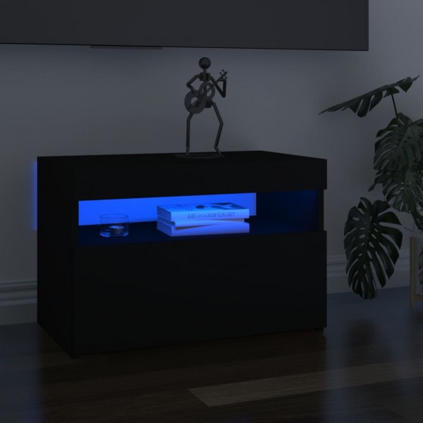 Mueble de TV con luces LED negro 60x35x40 cm D
