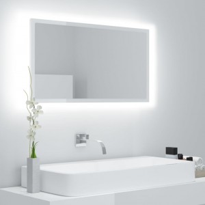 Espejo de baño acrílico blanco brillo 80x8.5x37 cm D