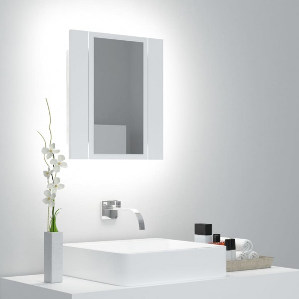 Armario espejo de baño con luz LED acrílico blanco 40x12x45 cm D
