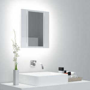 Armario espejo de baño LED acrílico blanco brillo 40x12x45 cm D